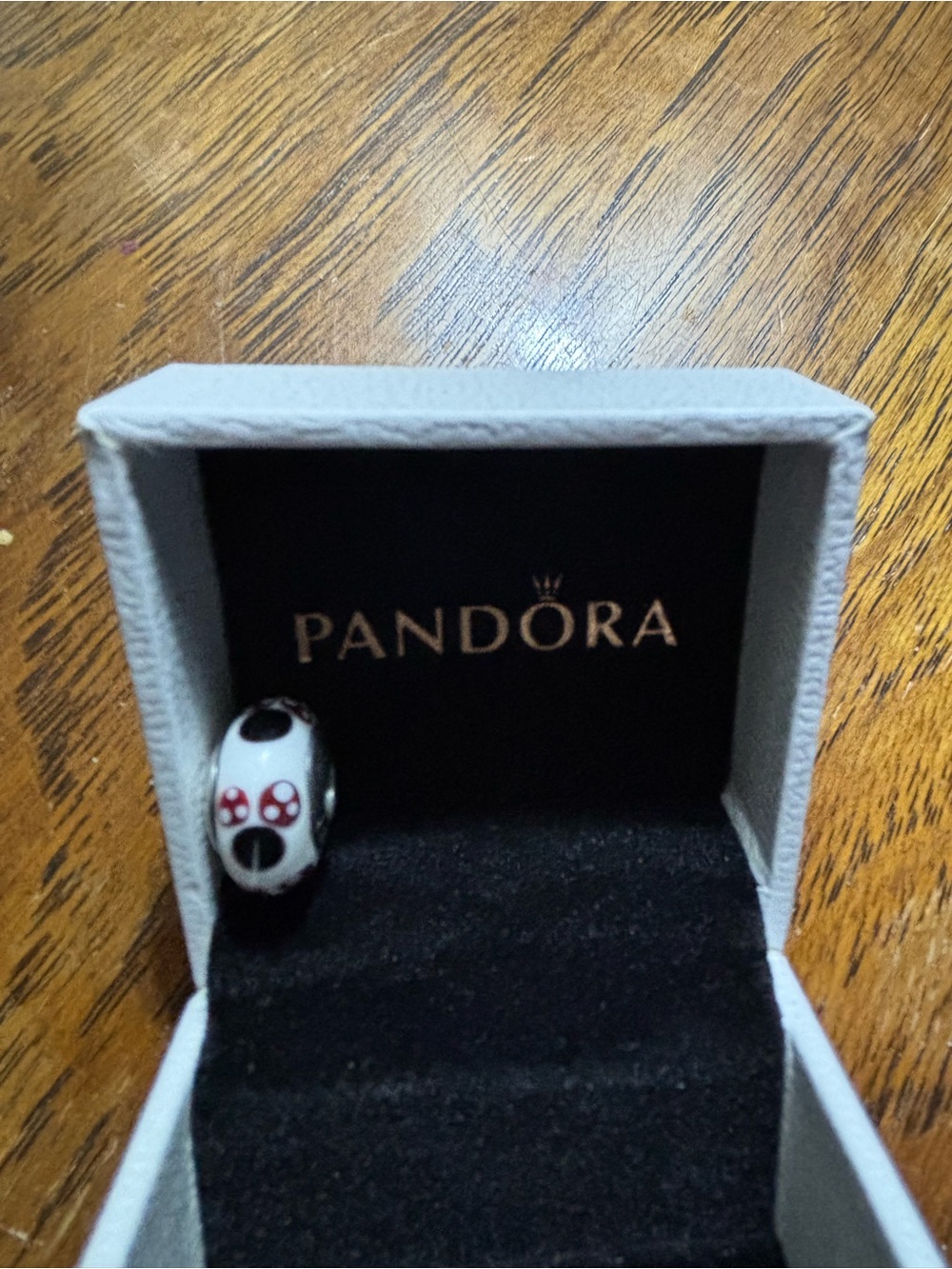 Pandora Minnie Mouse White Enamel Charm with Red and Black Accents